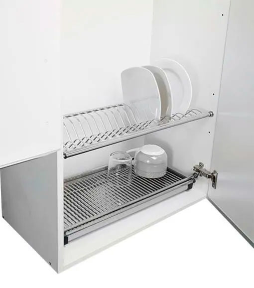 Escurreplatos para mueble de cocina con bandeja inox