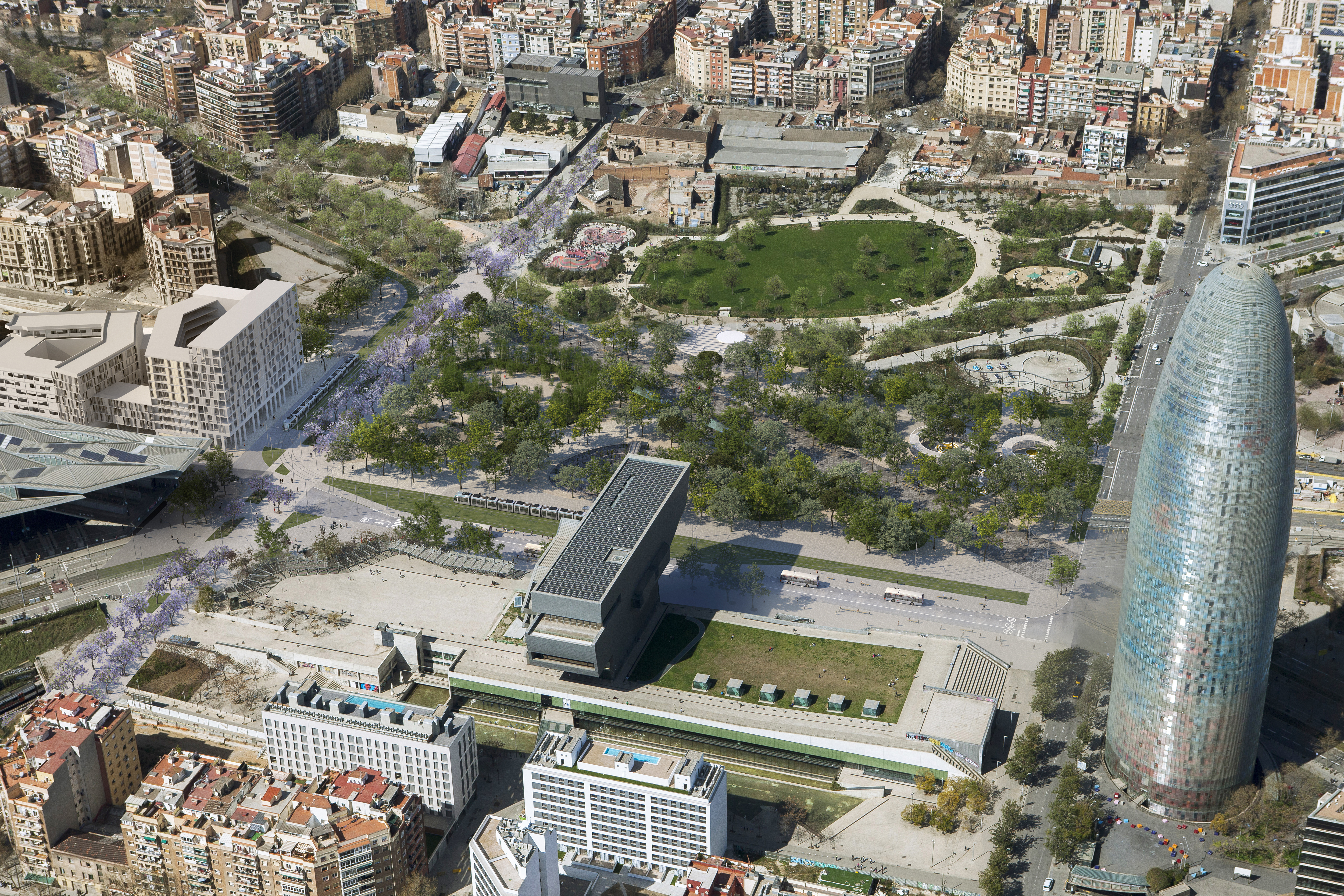 En marxa les obres del nou passeig de la Gran Via sobre el túnel de les Glòries