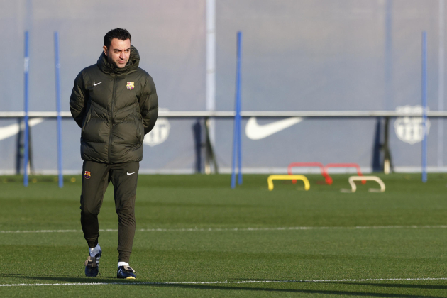 Xavi Hernández durant un entrenament