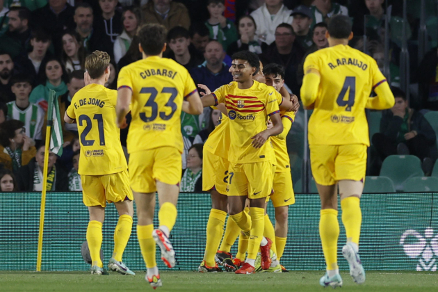 El Barça celebra el gol de Ferran Torres contra el Betis / Foto: EFE