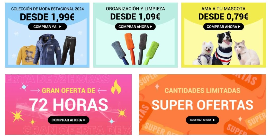 Ofertas y promociones en la página web Temu