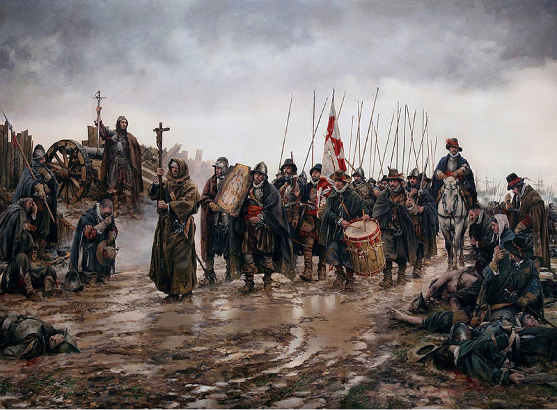 Representación moderna de los Tercios hispanics, obra de Augusto Ferrer Dalmau. Fuente Wikimedia Commons