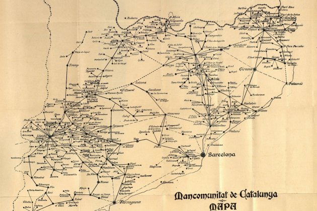 Mapa de las comunicaciones telefónicas en Catalunya (1922). Fuente Museo de la Ciencia de Terrassa