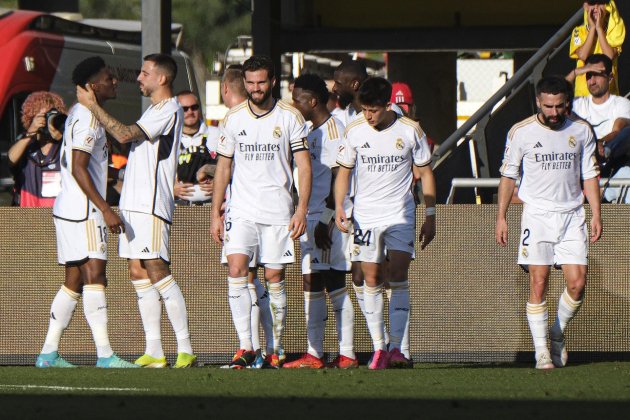 El Reial Madrid celebrant el segon gol / Foto: EFE