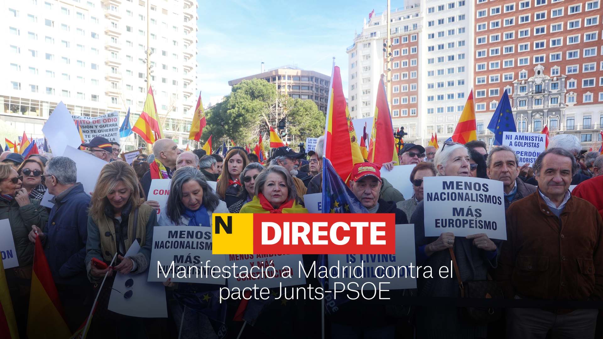 Manifestació a Madrid avui contra el pacte Junts-PSOE, DIRECTE | Última hora de la protesta del PP