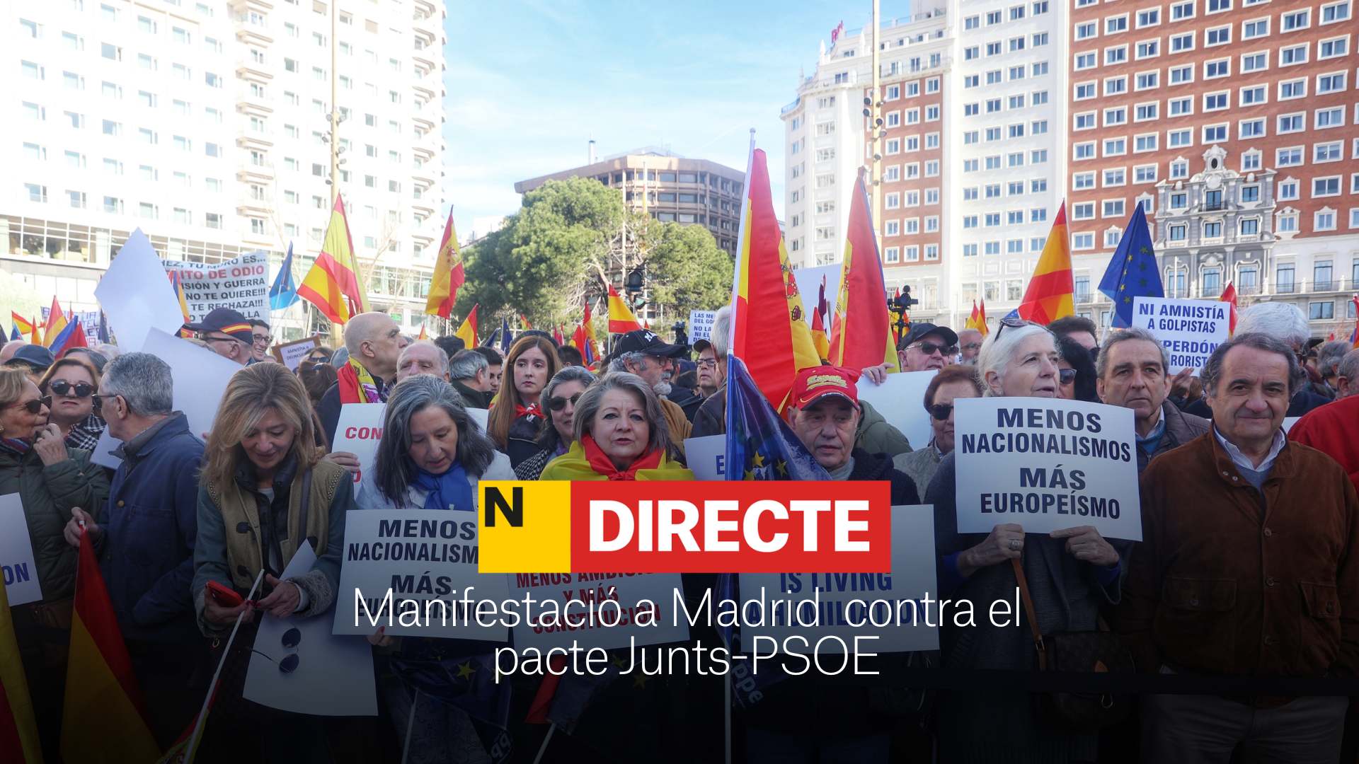 Manifestación en Madrid hoy contra el pacto Junts-PSOE, DIRECTO | Última hora de la protesta del PP