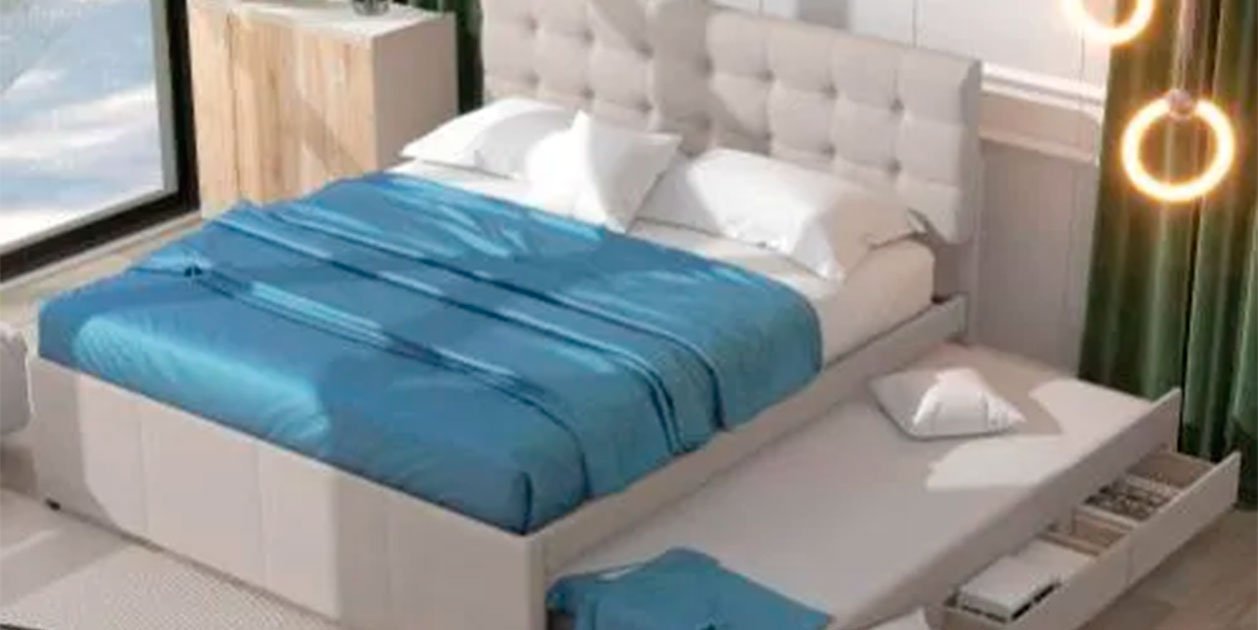Esta cama doble extensible con tres cajones de Leroy Merlin parece de diseño
