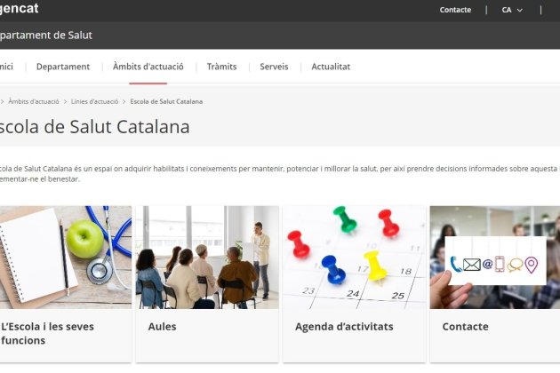 Una imatge de la nova web estrenada per Salut Una imatge de la nova web estrenada per Salut