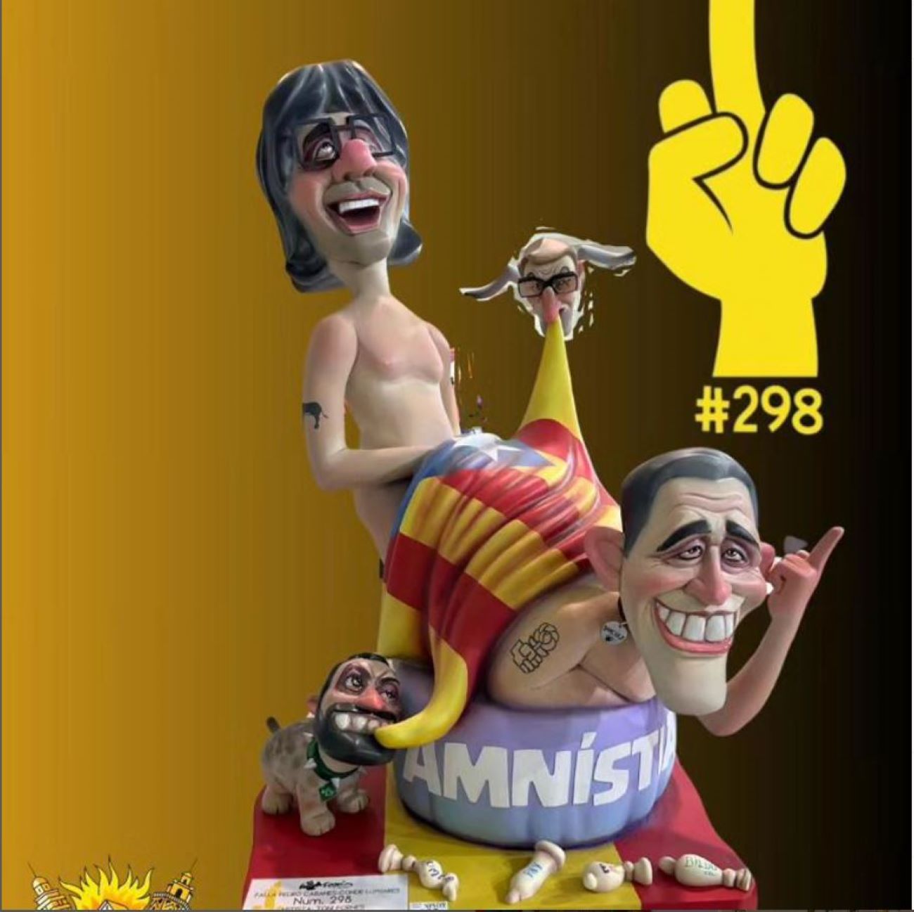 Puigdemont y Sánchez, protagonistas de un obsceno 'ninot' en las Fallas de València