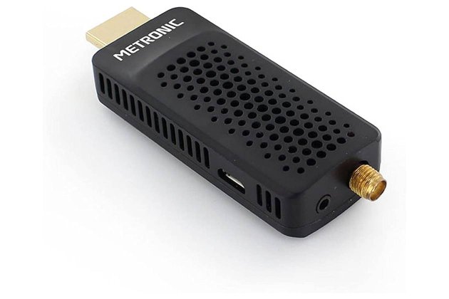 Metronic 441625   Descodificador sintonizador Receptor TDT DVB T, Compatible DVB T2 dongle Stick Compacto, HEVC, EPG, Full HD 1080p, HDMI