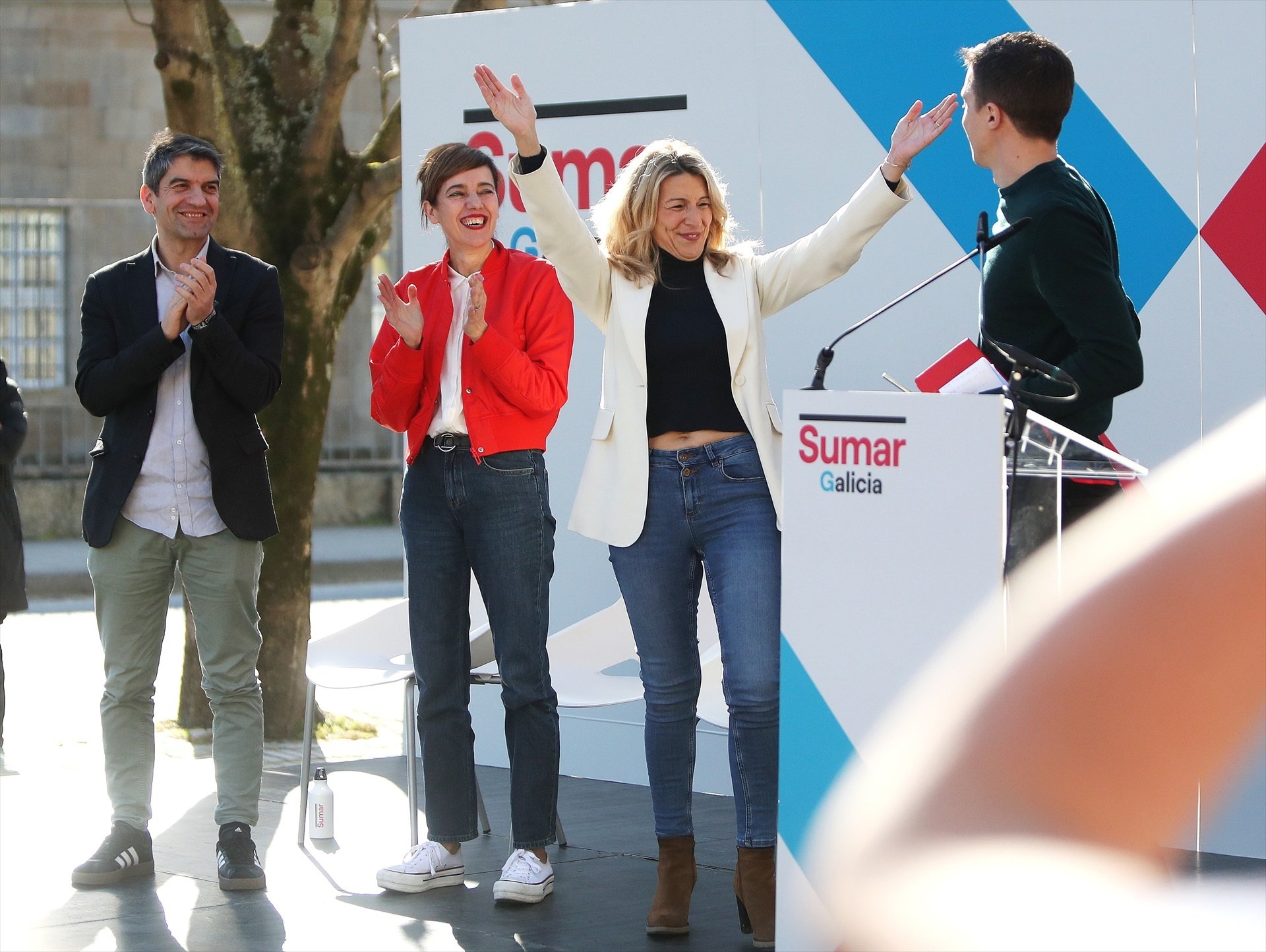 Yolanda Díaz pide concentrar el voto en Sumar en Galicia: "Si votamos Sumar, Rueda cae"