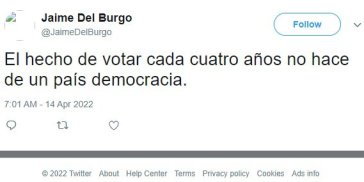 tuit borrado d eJaime del burgo, año 2022