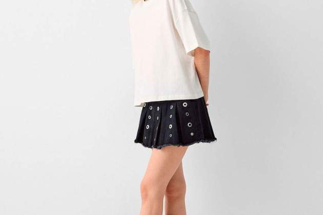 Falda pantalón denim tablas Falda pantalón denim tablas