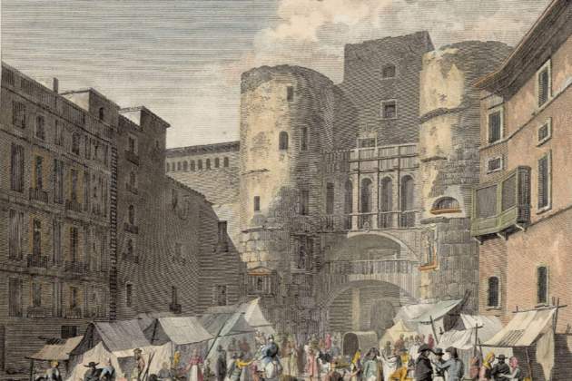 Mercat ambulant a la Plaça Nova. Barcelona (1806). Font Cartoteca de Catalunya
