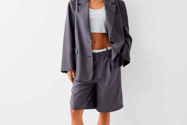 Set blazer relaxed fit i bermuda popelín Set blazer relaxed fit i bermuda popelín
