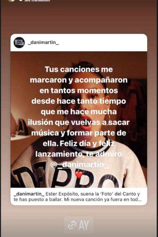 Ester Exposito le dedica unas palabras a Dani Martin / Instagram
