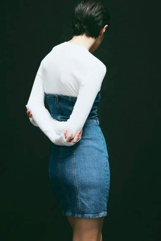 Vestido bandeau en denim