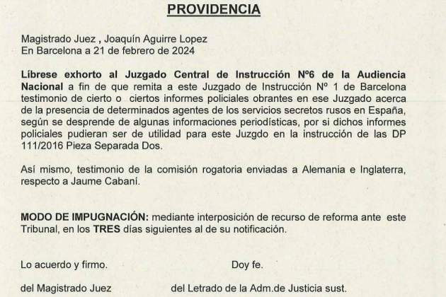 Auto del jutge Aguirre al jutge García-Castellón