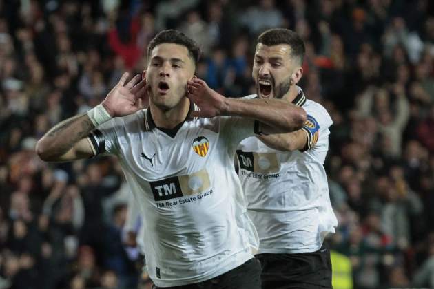 Hugo Duro celebrando el primer gol / Foto: EFE