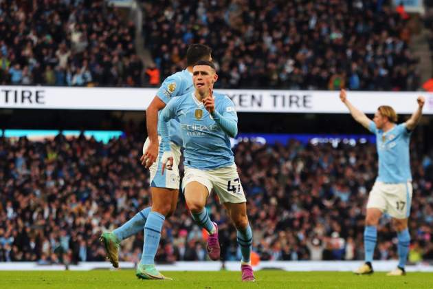 Phil Foden celebra el seu gol amb el Manchester City contra l'United / Foto: EFE