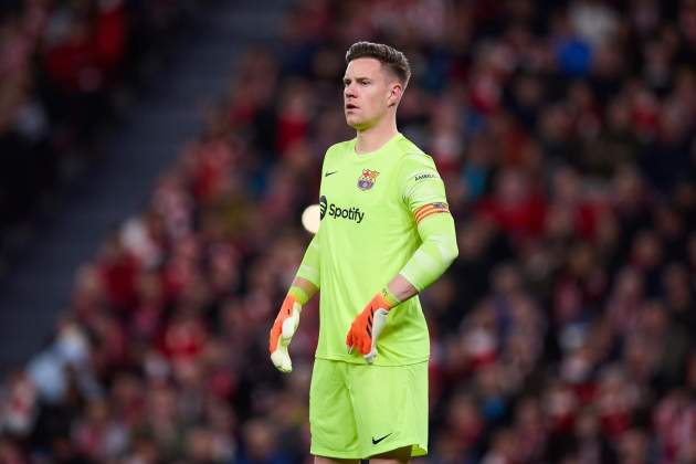 Ter Stegen, con rotrso serio durante el pasado Athletic Club - Barça / Foto: Europa Press