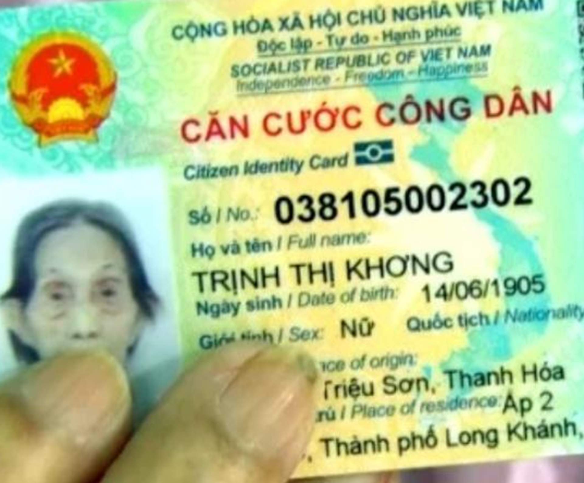 documento de identidad Trinh Thi Khong