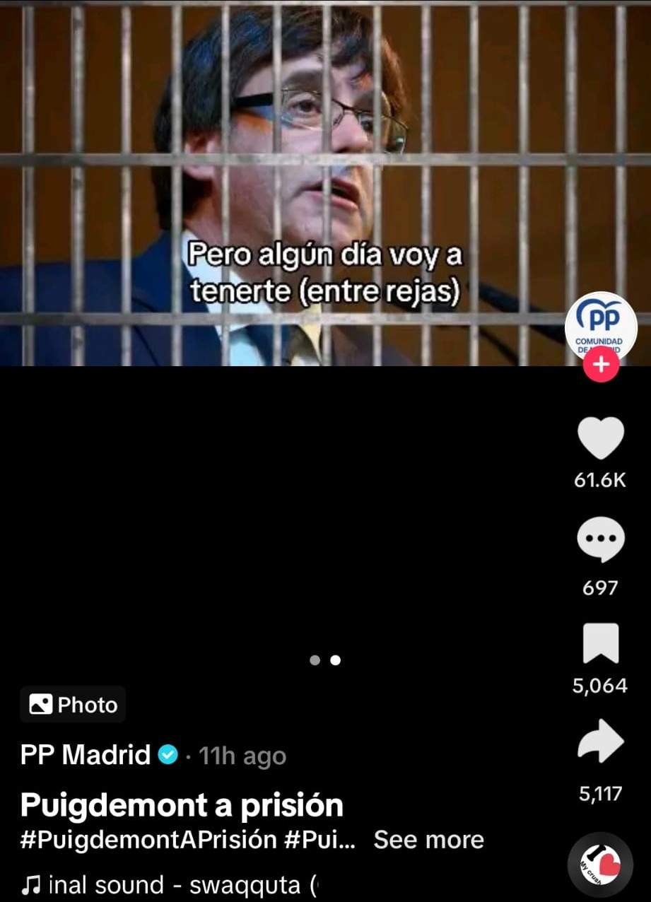 Puigdemont PP TikTok Ayuso Madrid