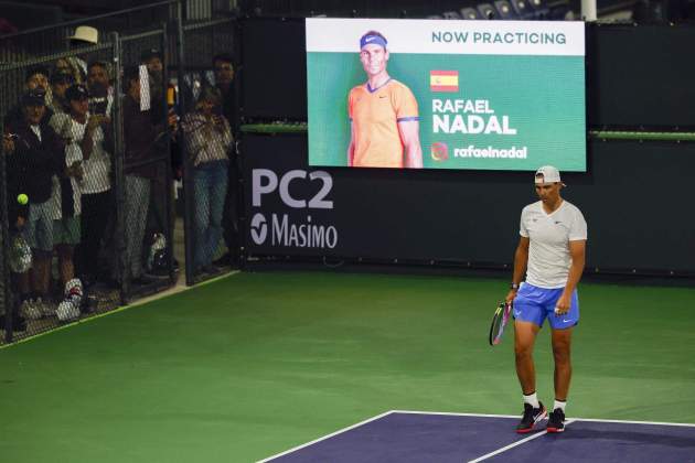 Rafa Nadal, entrenando en Indian Wells / Foto: EFE