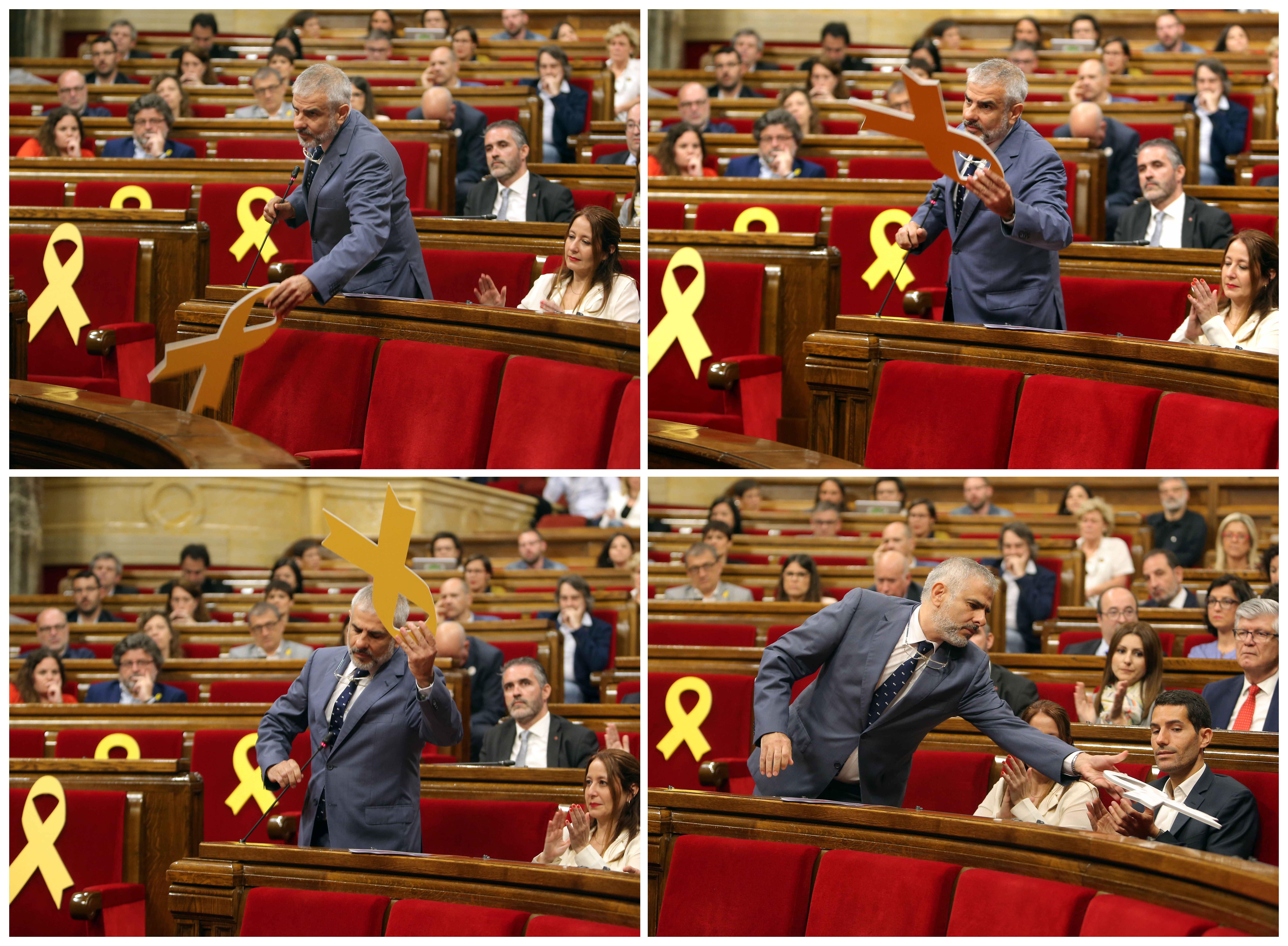 VIDEO: El numerito de Carrizosa con el lazo amarillo en el Parlament