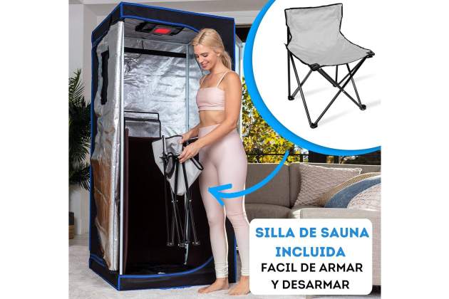 La sauna incluye una silla fácil de montar   Amazon