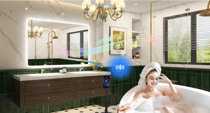 El mirall de bany de les cases de diners té LED, bluetooth, memòria, desentela i és a Amazon
