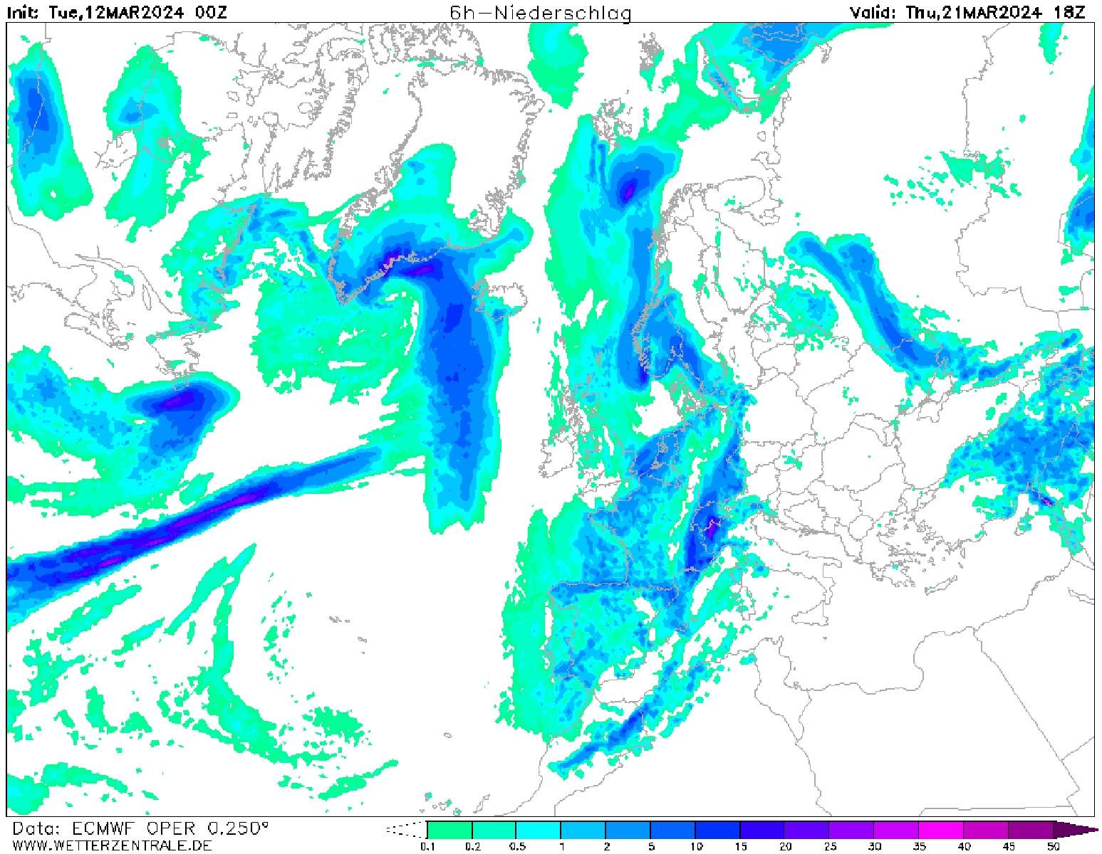 Plourà i nevarà a Catalunya el 21 de març ECMWF Wetterzentrale