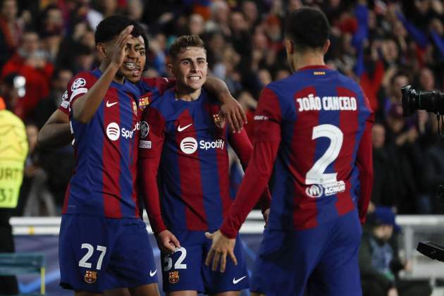 Barça celebració gol Nàpols / Foto: EFE
