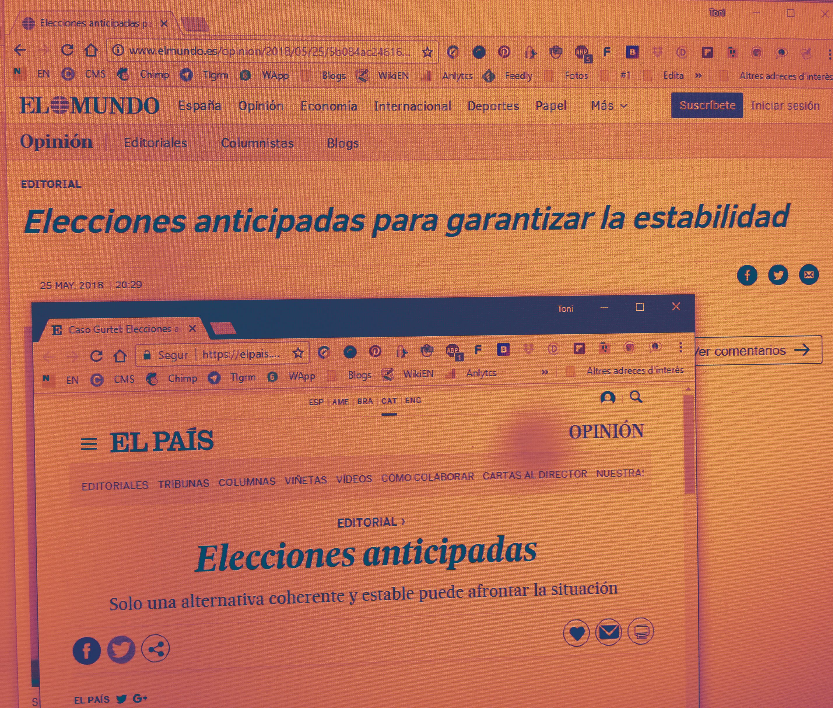 'El País' i 'El Mundo' fan manetes amb Cs i exigeixen eleccions
