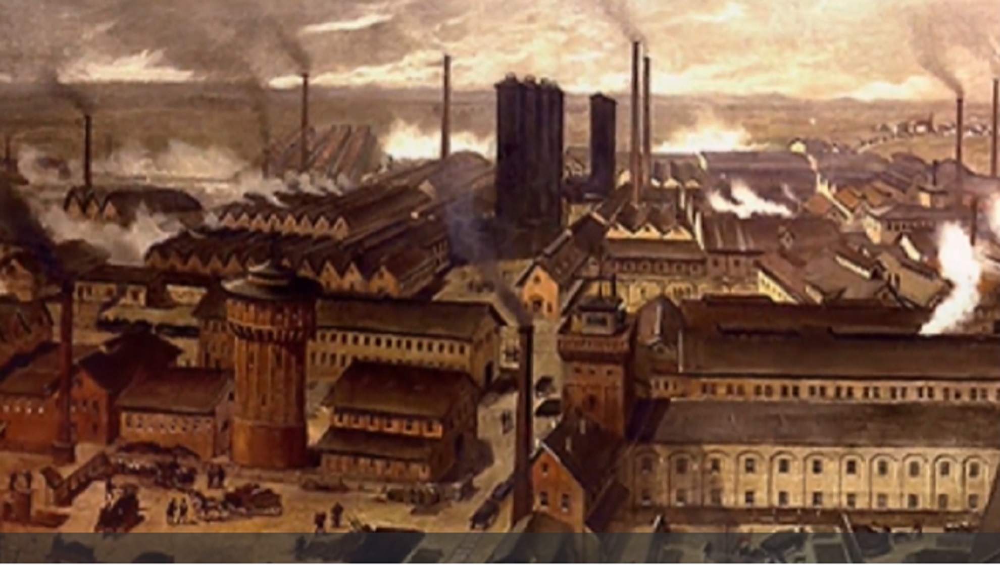 Representació d'una ciutat industrial de mitjans del segle XIX. Font Betevé
