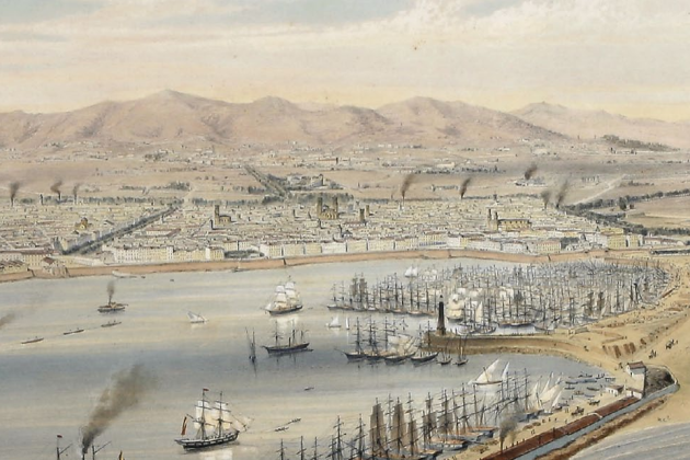 Vista de Barcelona obra d'Alfred Guesdon (1856). Font AHCB (Arxiu Històric de la ciutat de Barcelona)