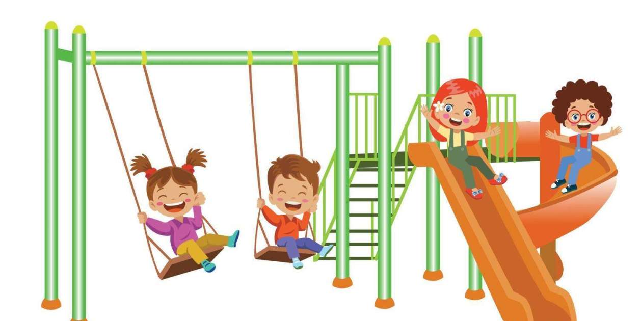 children playing at playground vector