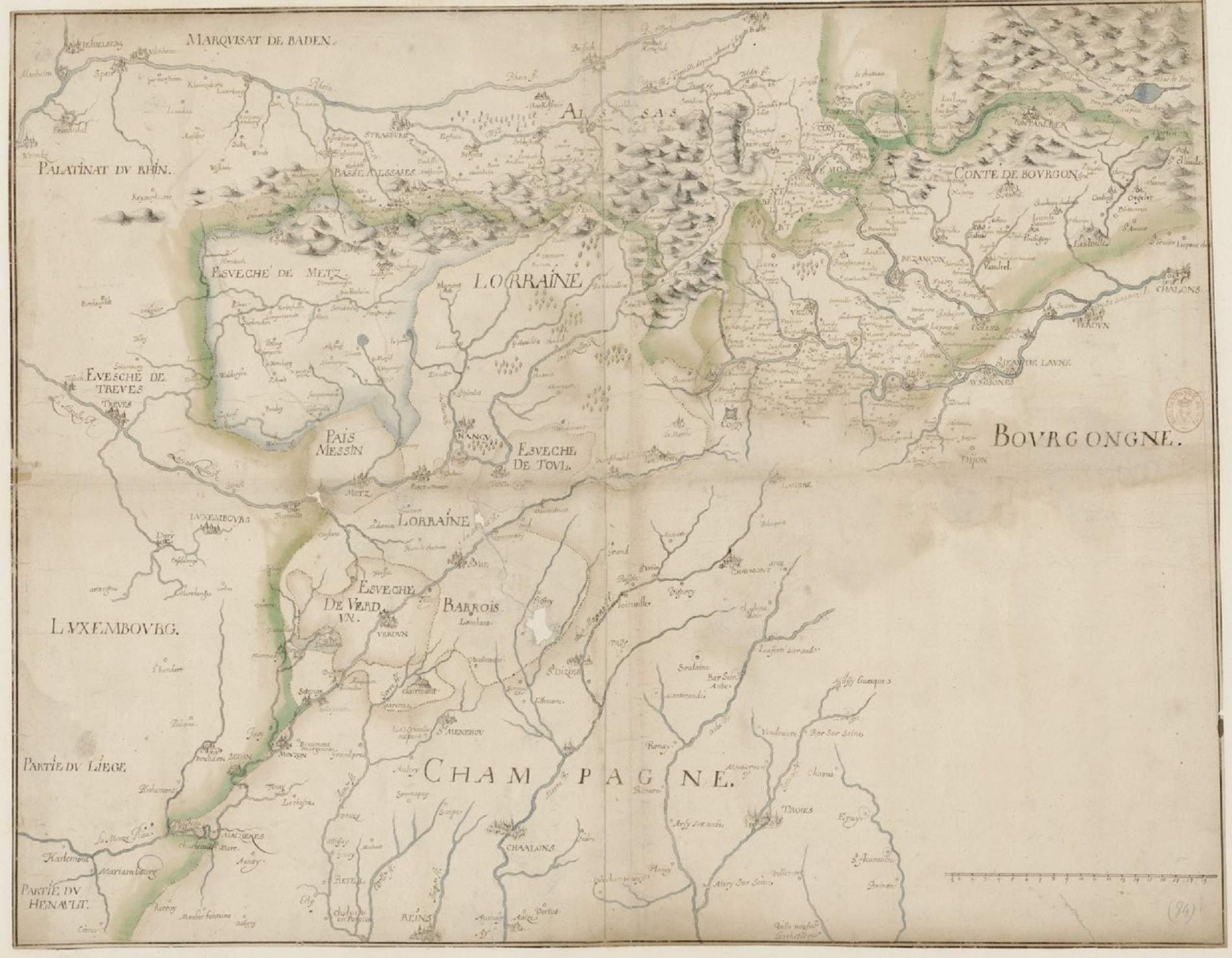 Mapa del ducado de Lorena (1640). Fuente Bibliothèque Nationale de France Mapa del ducado de Lorena (1640). Fuente Bibliothèque Nationale de France