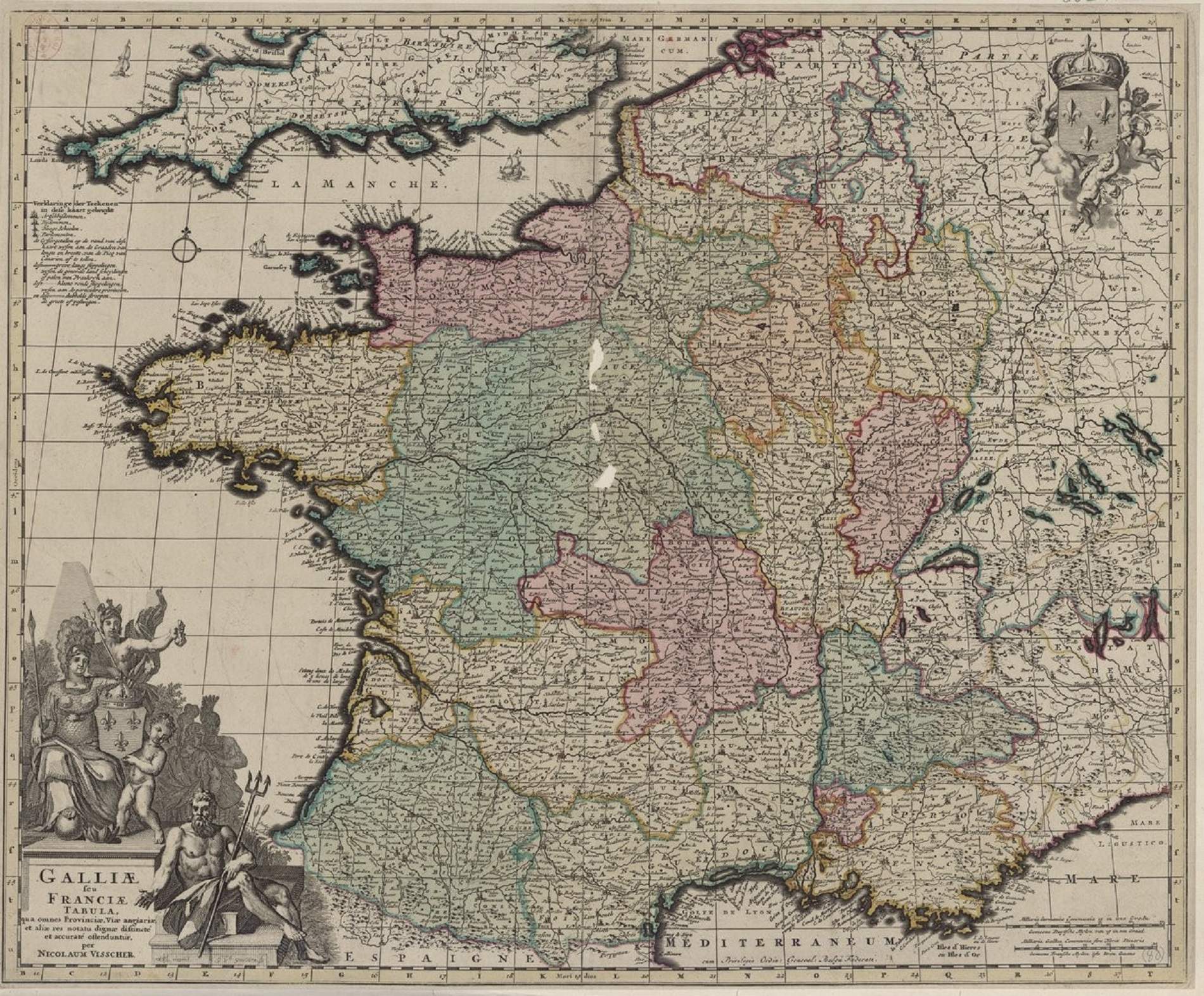 Mapa del reino de Francia (1640). Fuente Bibliothèque Nationale de France