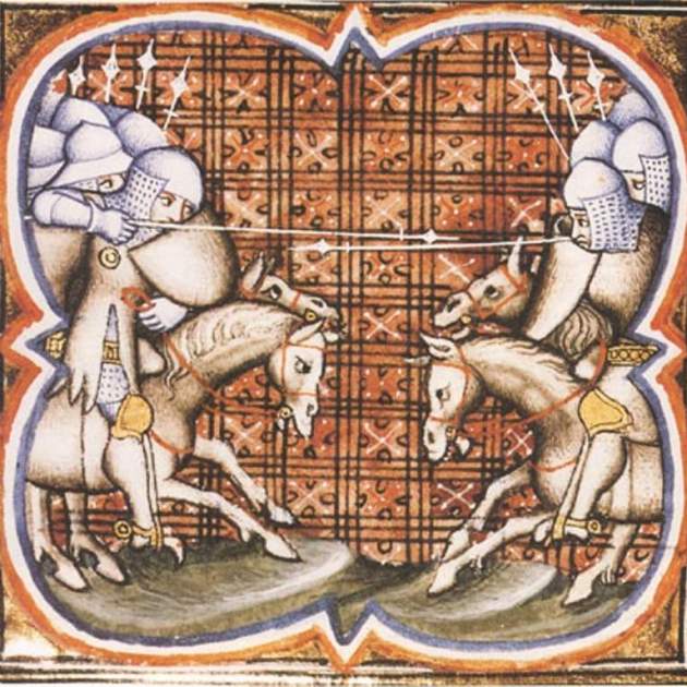 Representación coetánea de la Batalla de Murete (siglo XIII). Fuente Bibliothèque Nationale de France
