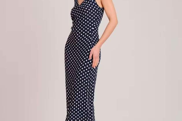 Vestido midi con estampado lunares1