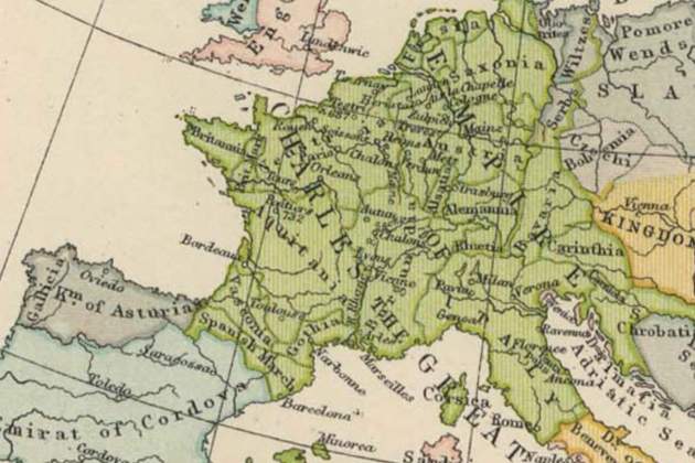 Mapa del Imperio carolingio. Font The Public Schools Historical Atlas. Nueva York, 1905 Mapa del Imperio carolingio. Font The Public Schools Historical Atlas. Nueva York, 1905