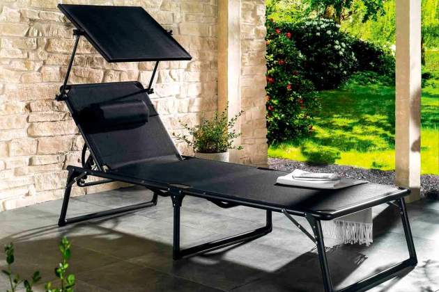 Tumbona de aluminio con parasol regulable Houston 1 Tumbona de aluminio con parasol regulable Houston 1