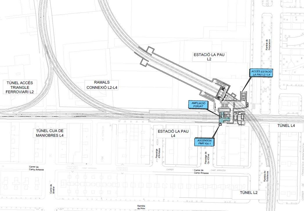Más obras en el Metro de Barcelona, ahora en la estación de la Pau (L4)