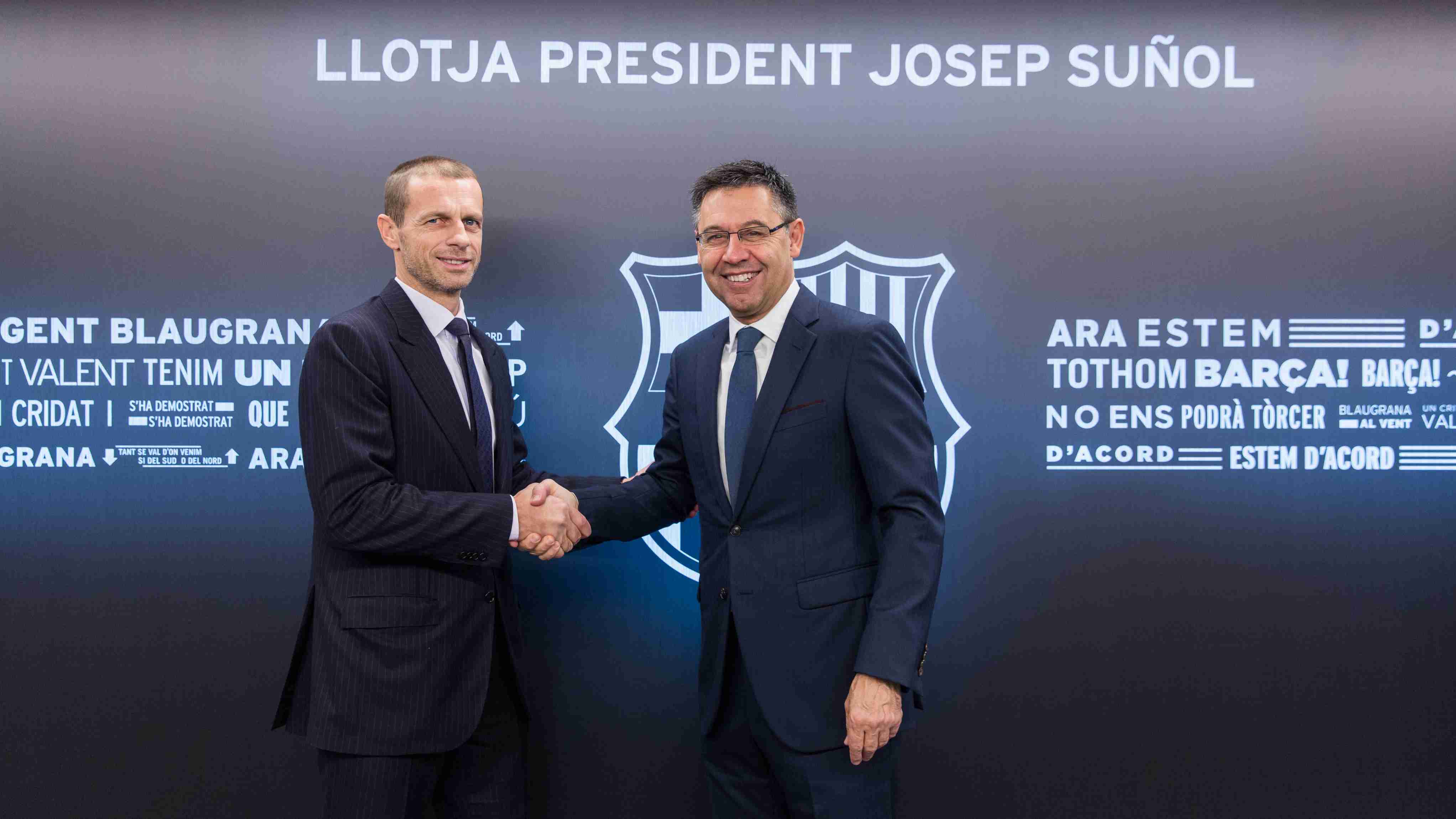 Bartomeu es reuneix amb el president de la UEFA al Camp Nou