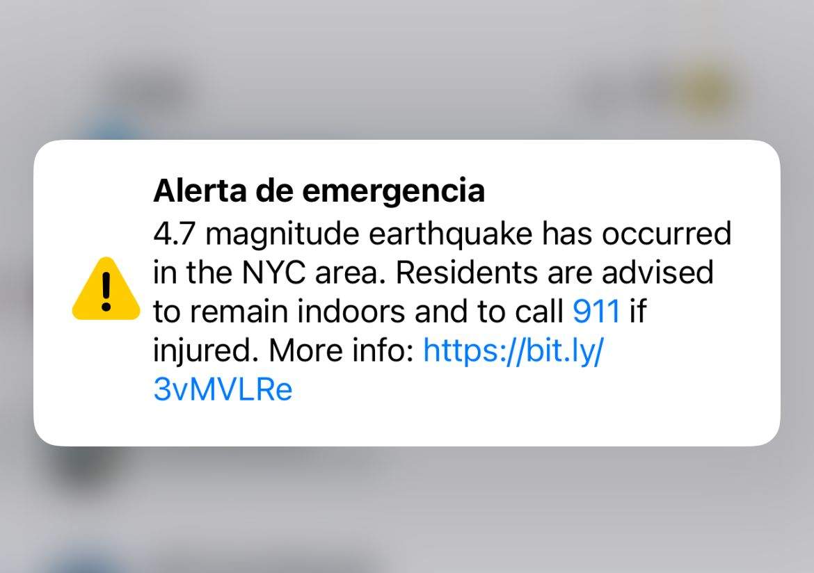 Alerta terratremol nova york