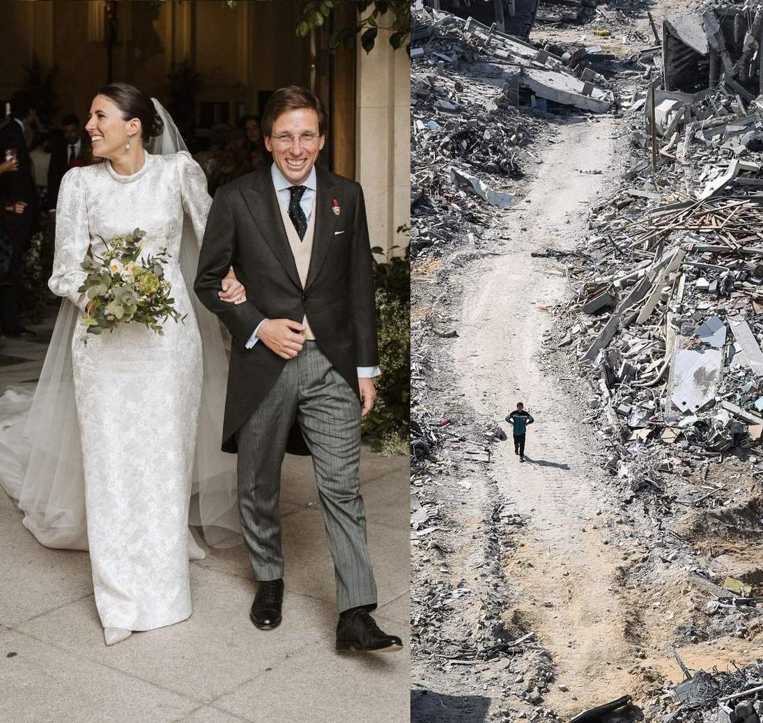 El contrast de la boda blava de Madrid i la guerra de Gaza, a les portades