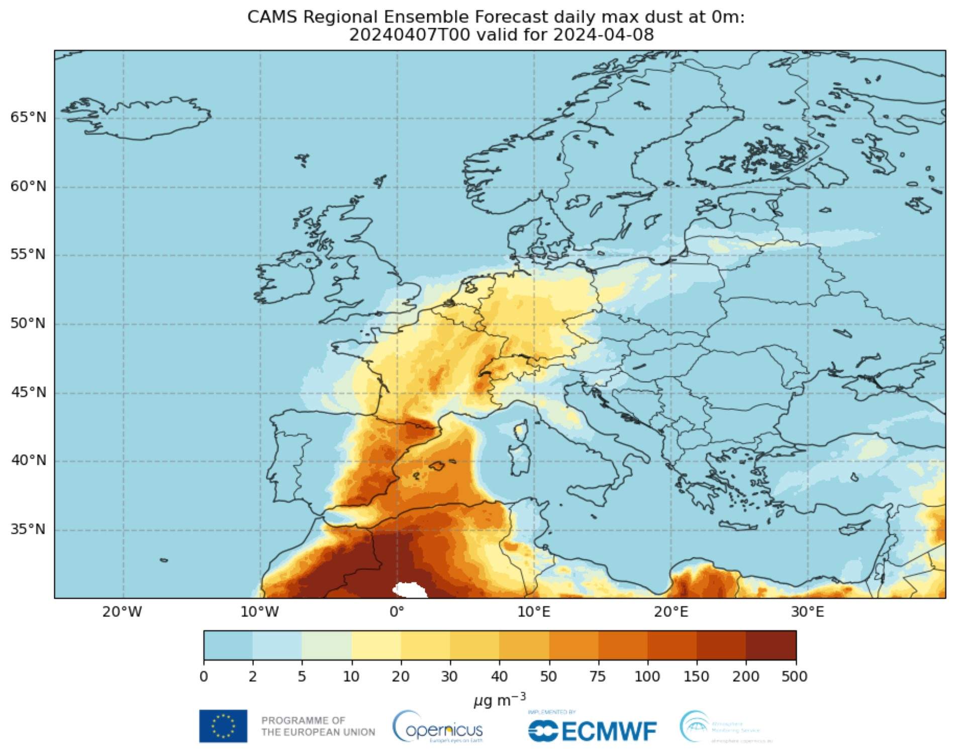 Polvo Sahariano sur Europa / Copernicus