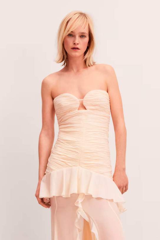 Vestido drapeado escote corazón Vestido drapeado escote corazón