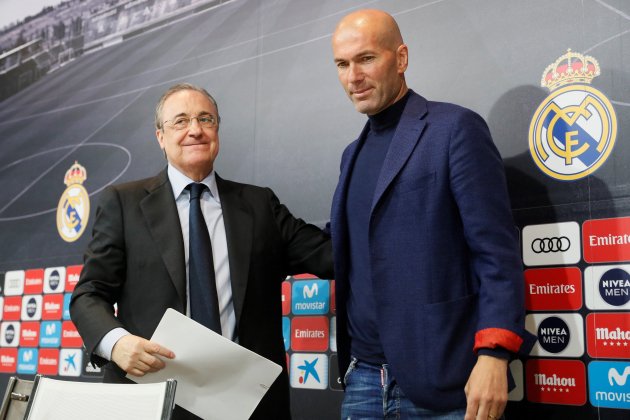 Zidane i Florentino Pérez en el seu comiat del Reial Madrid / Foto: EFE